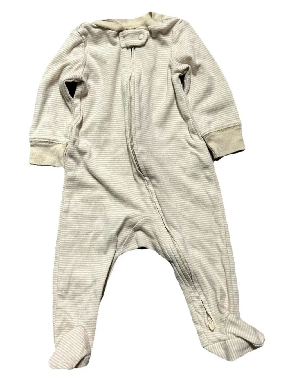 Baby Girl Footie Pajamas Ribbed Striped Bees 2 Way Zipper Size 3-6 Months